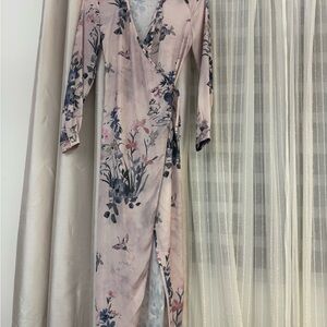 H&M Floral Wrap Robe in Pink and Blue